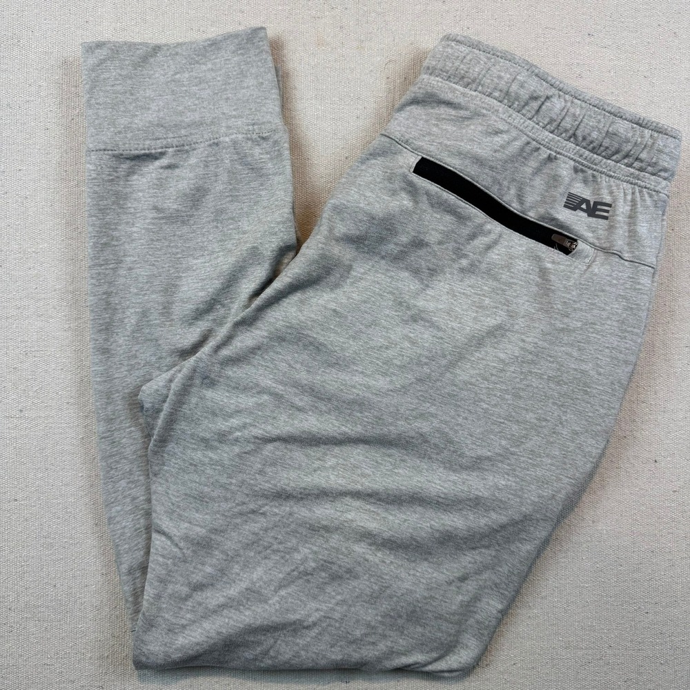 American Eagle Medium Jogger Pants Mens Gray Zipper Pockets Drawstring Athletic